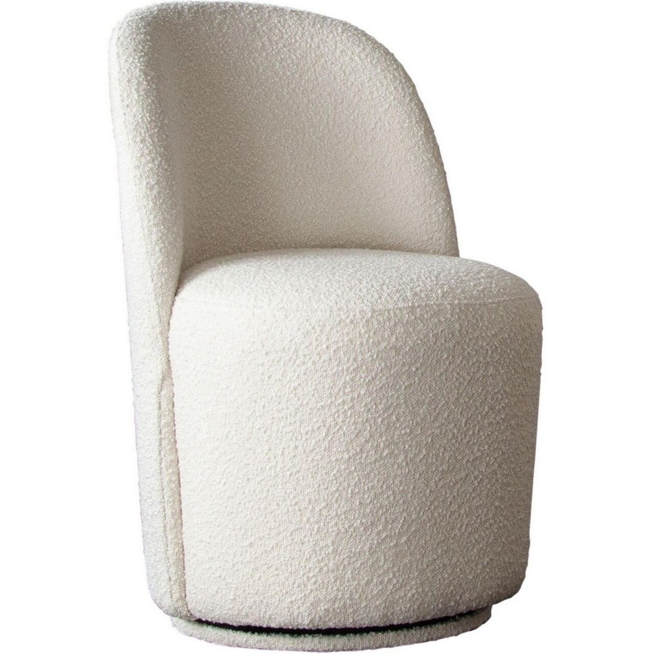 Saltoro Sherpi 24 Inch Accent Dining Chair, Set of 2, Swivel Base, Boucle Fabric, Ivory -
